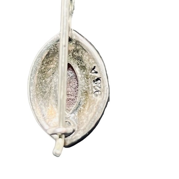 Vintage Sterling Silver Marcasite And Semi Precious Stone Pierced Earrings (4944 - Picture 4 of 6